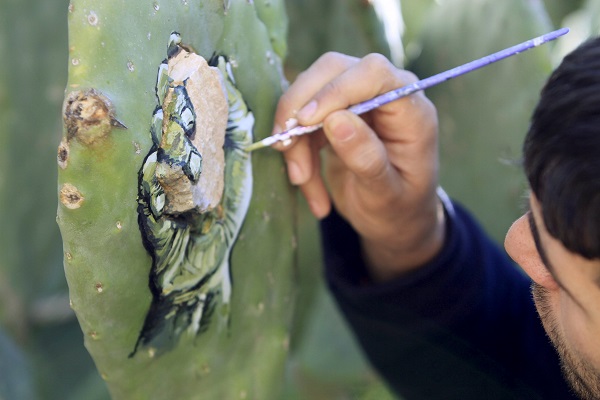 g1 on X: Artista palestino faz desenhos hiper-realistas em folhas de cactos   #PlanetaBizarro #G1  / X