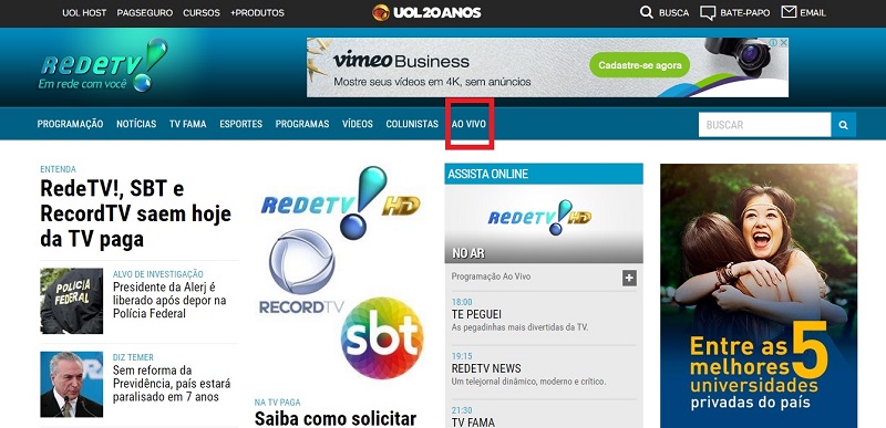 Canal UOL, TV Online