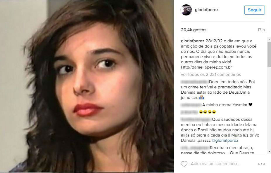 Glória Perez relembra assassinato da filha Daniella Perez dia que