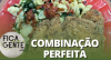 Massa com escarola e frango empanado na farofa