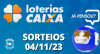 Loterias CAIXA: +Milionária, Mega-Sena, Quina e mais 04/11/2023