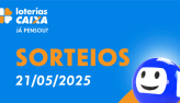 Loterias CAIXA: +Milionria, Quina, Super Sete e mais 21/05/2025