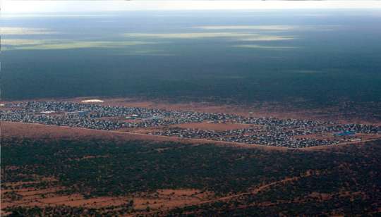 Vista aérea do campo para proteção de civis Bentiu, no Sudão do Sul