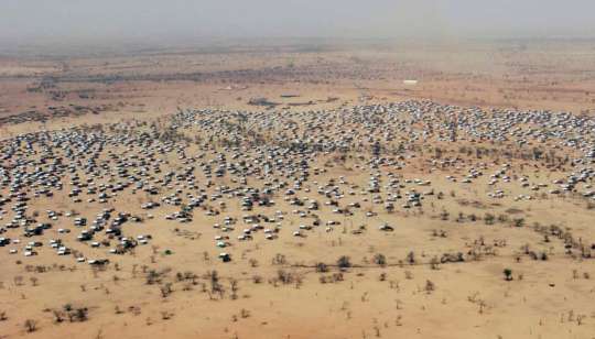Vista aéra do campo de refugiados Sudaneses no Chade, Campo Iridimi