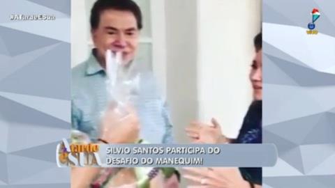 Silvio Santos pisca ao fazer 'desafio do manequim'