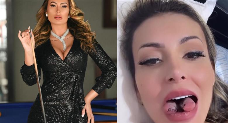 Imagens Fortes Andressa Urach Corta L Ngua Em Duas Partes Para