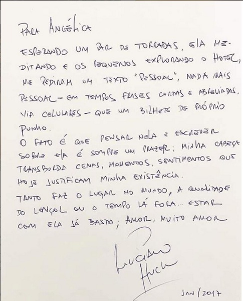 Luciano Huck se declara a Angélica com linda carta de amor 