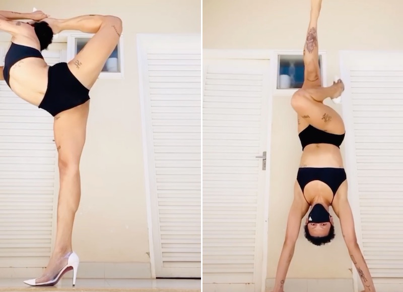 Pabllo Vittar exibe flexibilidade de salto alto e hot pants: 