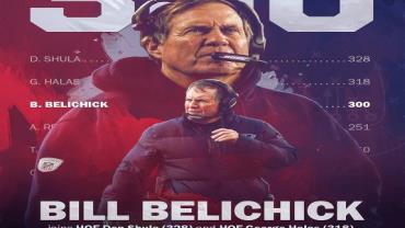 Bill Belichick quebra recorde de vitórias na temporada regular da NFL