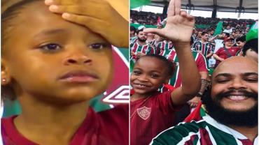 Torcedora de 7 anos do Fluminense viraliza na web ao comemorar gol do título da Libertadores