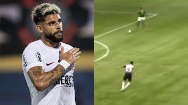 Lance de Yuri Alberto tropeçando viraliza em jogo de Corinthians e Palmeiras