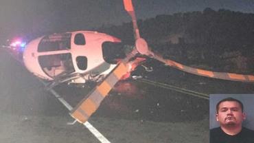 Motorista bêbado é preso após colidir com helicóptero nos EUA