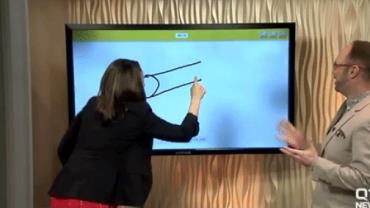 Apresentadora comete gafe ao vivo após desenhar pênis em monitor
