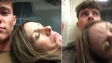 Mulher dorme em cima de jovem no metrô e viraliza na web