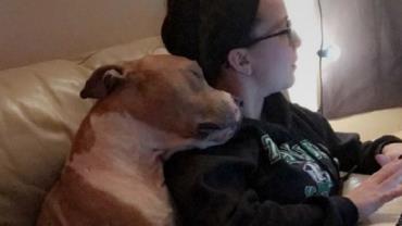 Foto de cachorro recém-adotado abraçando nova dona comove a web