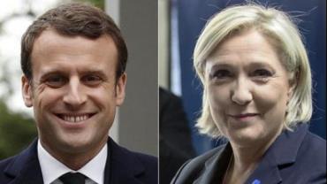 Macron sai na frente com 24,01% dos votos, seguido por Le Pen com 21,3%