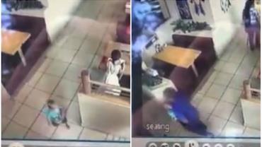 Vídeo flagra tentativa de sequestro de criança em restaurante