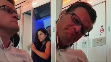 Passageiro flagra casal saindo de banheiro de avião e vídeo viraliza