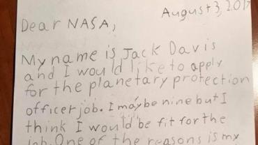 Menino de 9 anos escreve carta para se candidatar à vaga na Nasa