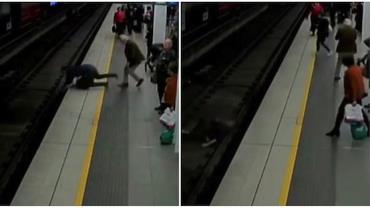 Homem cai em trilhos segundos antes de chegada de trem; veja o vídeo