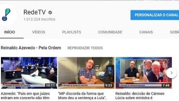 RedeTV! alcança 1 milhão de assinantes e tem o 3º maior canal de TV aberta no YouTube