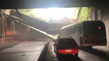 Desabamento fecha túnel que liga zona sul à Barra, no Rio