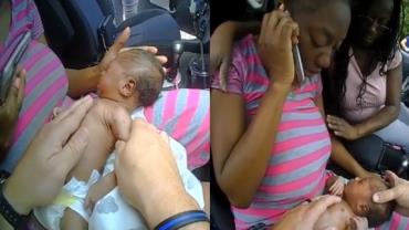 Policial salva recém-nascido engasgado após parar carro para multar; veja vídeo