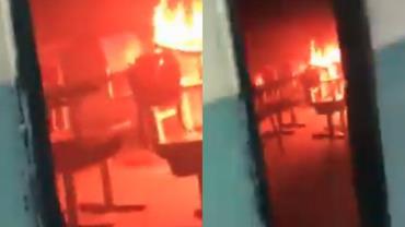 Alunos colocam fogo em lixeira e destroem sala de aula no Rio