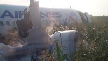 Avião russo faz pouso de emergência em milharal após colidir com pássaros