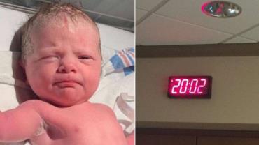 Bebê nasce às 20h02m de 02/02/2020, após 20 minutos de trabalho de parto