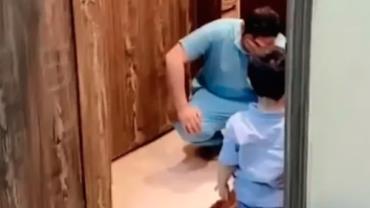 Enfermeiro chora ao não poder abraçar filho por conta do coronavírus