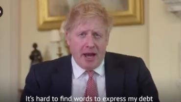 Em mensagem de vídeo, Boris Johnson diz que médicos salvaram sua vida