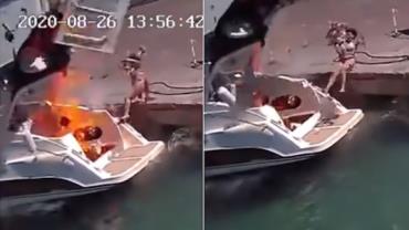 Itália: explosão em barco arremessa mulher no mar, vídeo choca web