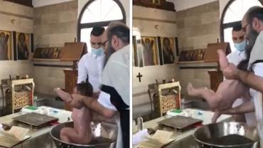 Padre é processado por deixar bebê escorregar na hora do batismo; VÍDEO