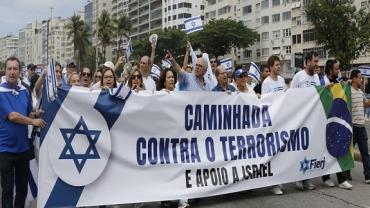 Centenas de pessoas fazem ato no Rio de Janeiro em defesa de Israel