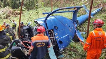 Local da queda de helicóptero foi localizado por sinal de celular