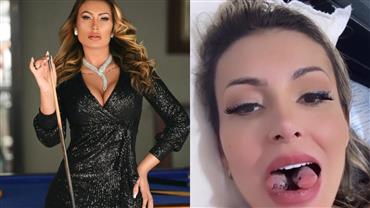 Imagens fortes! Andressa Urach corta língua em duas partes para aumentar o prazer sexual