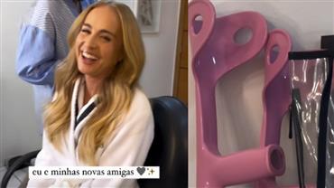 Angélica surge no Instagram de bota ortopédica e muletas