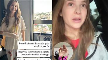 Influenciadora sofre acidente após salto de paraquedas e aguarda cirurgia : "Quebrei a mão em queda livre"