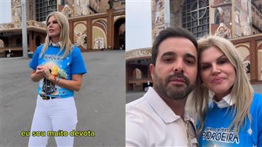 Com câncer de mama, Val Marchiori se emociona em visita ao Santuário de Aparecida: "Vim pedir para ela me curar"