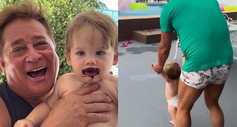 Leonardo é acusado de tratar diferente os netos após publicar fotos apenas com filhos de Zé Felipe