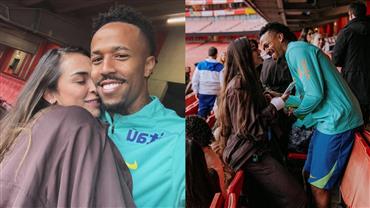 Influenciadora publica registros ao lado de Éder Militão durante treino da seleção brasileira na Inglaterra