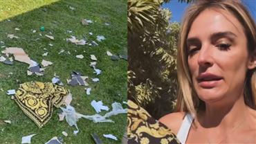 Apresentadora expõe estrago feito por cachorros em vestido de luxo; saiba o valor do prejuízo