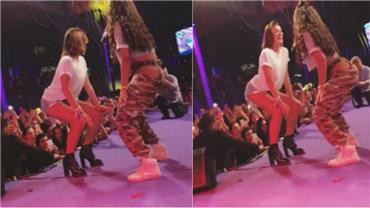 Bruna Marquezine sobe ao palco com Ludmilla e dança ao som de 'Vai Embrazando'