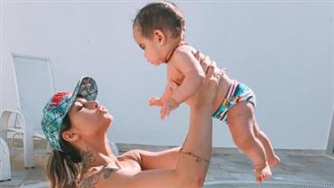 Kelly Key ostenta "coxas torneadas" em foto à beira da piscina com filho caçula