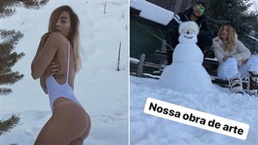 Anitta posa de maiô na neve em viagem com o marido e promete clipe "gelado"