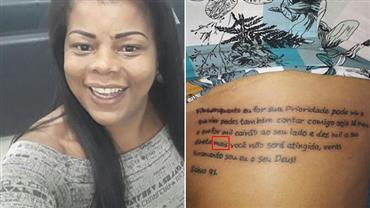 Tati Quebra Barraco é criticada ao tatuar texto religioso com erros de português