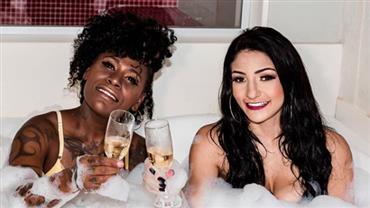 Pepê, da dupla com Neném, faz ensaio de lingerie com a esposa