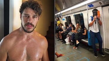 José Loreto posa no metrô, se confunde em legenda de post e ganha "toque" de ator