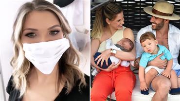 Andressa Suita pega gripe do filho mais velho e usa máscara para proteger caçula